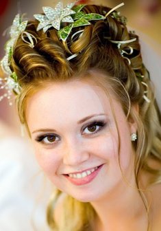 Cвадебная прическа Р14326 с собранными волосами