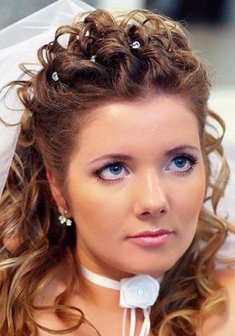 Cвадебная прическа Р14327 с распущенными волосами