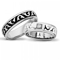 Обручальные кольца РУССКИЙ СТИЛЬ | РУССКИЙ СТИЛЬ-S3205 из белого золота, фигурное и гладкое