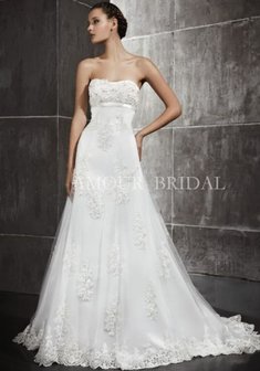 Свадебное платье 027-W27780. А-силуэт, длинное со шлейфом.