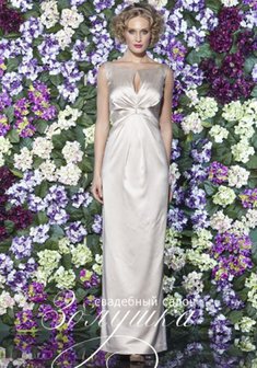 Свадебное платье натуральный шелк-А28130. С прямой юбкой, длинное без шлейфа.