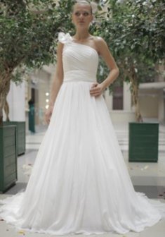 Свадебное платье Nemesida-B28408. А-силуэт, длинное со шлейфом.