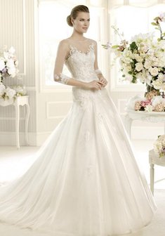 Свадебное платье Montani-B28416. А-силуэт, длинное со шлейфом.