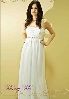 Свадебное платье M28722. В греческом стиле, длинное без шлейфа.