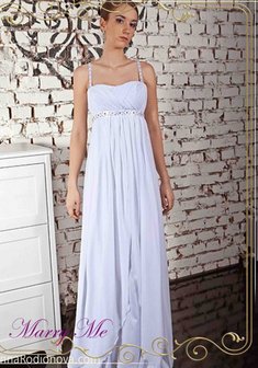 Свадебное платье M28743. В греческом стиле, длинное без шлейфа.