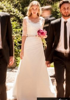 Свадебное платье Сruz-B36814. А-силуэт, длинное со шлейфом.