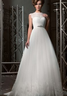 Свадебное платье Det-B45023. А-силуэт, длинное со шлейфом.