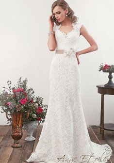 Свадебное платье Ingrid-B45041. С прямой юбкой, длинное со шлейфом.