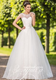 Свадебное платье WED-0035-А48659. С пышной юбкой, длинное со шлейфом.