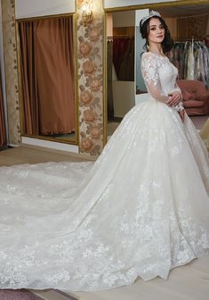 Свадебное платье AHSANA-А68982. С пышной юбкой, длинное со шлейфом.