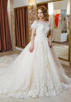 Свадебное платье AISHA-А68983. С пышной юбкой, длинное со шлейфом.