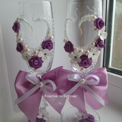 Бокалы для молодоженов А35015 - Салон аксессуаров Анастасия Карунас
