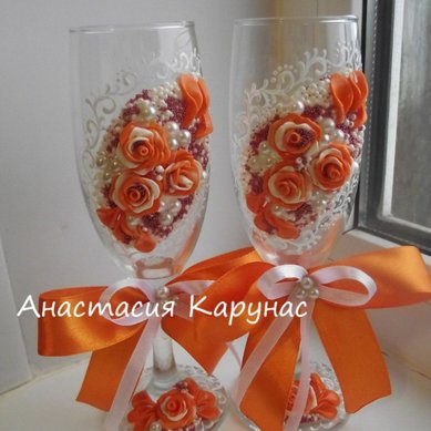 Бокалы для молодоженов А35020 - Салон аксессуаров Анастасия Карунас